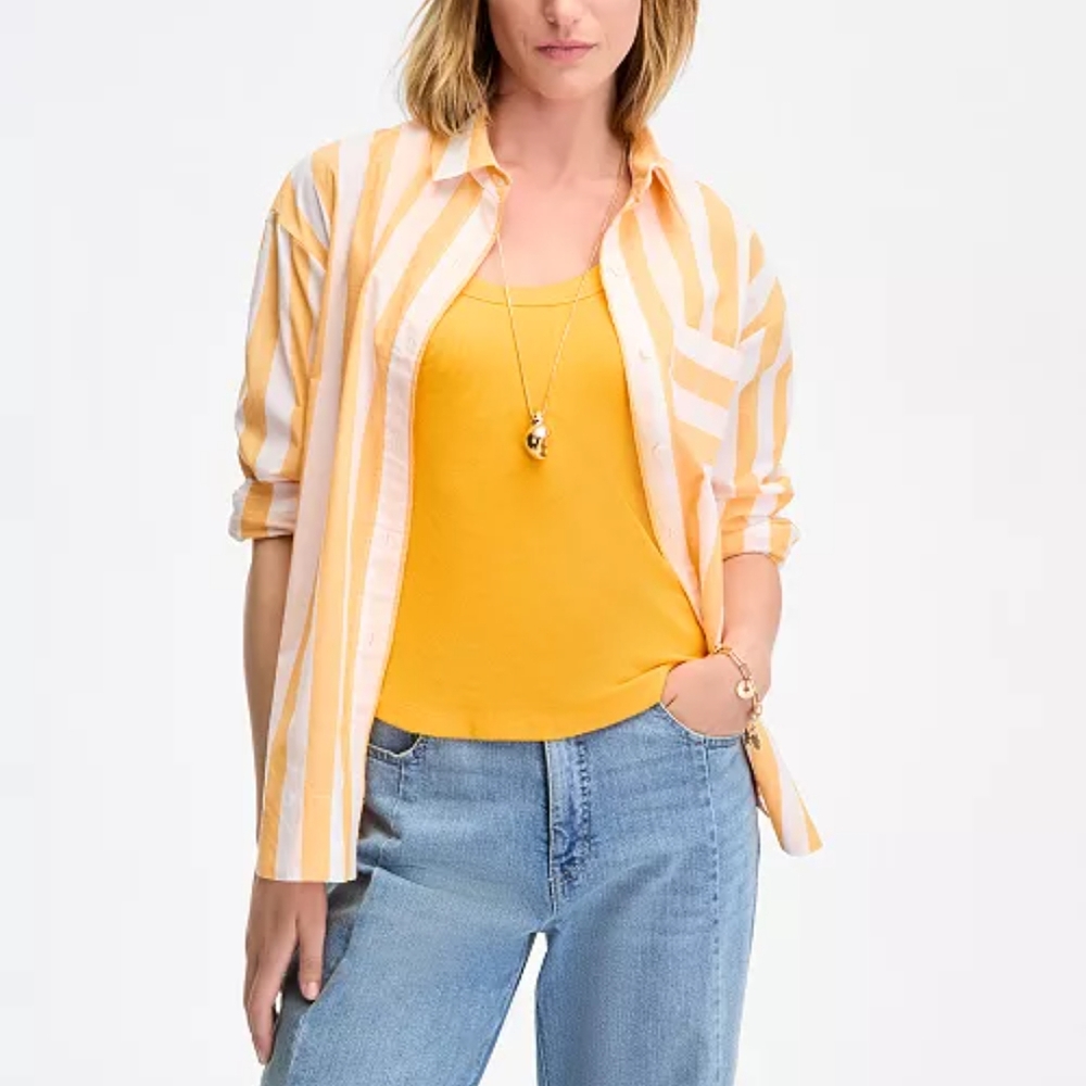 Striped Yellow and White Women's Top And Short Set